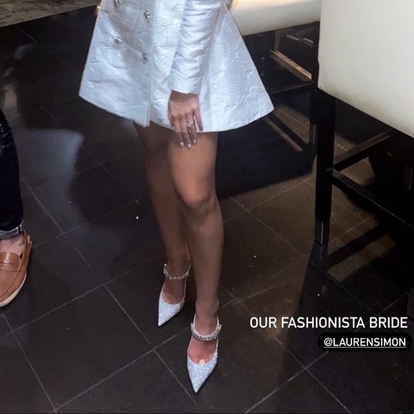 Jimmy Choo Bing 100mm Glitter Leather Mules, Silver 37 - Picture 6 of 10